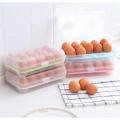 Delicate 15 Grid Transparent Egg Tray Egg Storage Box with Portable Handle for Refrigerator and Outdoor Use. 