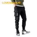 Loveseason Fitness Pants Mid-Rise Multi Pockets Solid Color Casual Cargo Pants. 