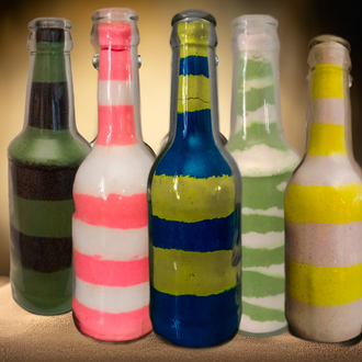 Handcrafted Multicolored Glass Bottle Sand Art - Unique Home Decor Accent