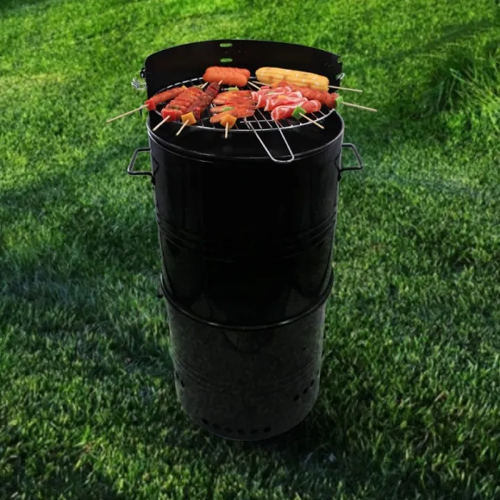 CMI%20Vertical%20Charcoal%20Smoker%20Grill%2018%20Inch,%20Heavy%20Duty%20Round%20BBQ%20Grill%20Multi-Function%20Barrel%20Grill%20For%20Outdoor%20Cooking,%20Black%20-%20Image%203