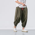 Yfashion Men Large Size Bloomers Pants Solid Color Casual Yoga Pants Loose Quick-drying Harem Pants color. 
