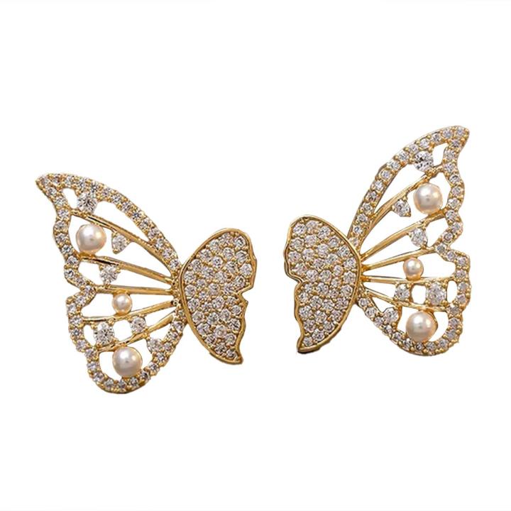 Fashion Earrings Trendy Yellow Rhinestone Butterfly Earrings