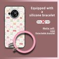 Waterproof cute Phone Case For Sharp Aquos R7/SH-52C bracelet Back Cover youth soft case Cartoon ring funny solid color. 