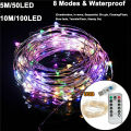 8Mode USB 100 LED String Fairy Lights Remote Control 5M/10M Copper Wire Garland Lamp for Wedding Home Party Decoration. 