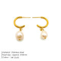 St.delan Freshwater Pearl Earrings Simple and Fashionable Stainless Steel Stud Earrings Wholesale Titanium Steel 14K Gold Plated Earrings. 