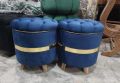 Ottoman Stool Puffy Pair (Round shape) (Pack of 2). 