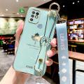 For Infinix Hot 10 Back Cover with Lanyard + Wristband Fashion Shiny Maple Leaf Plating Bumper Stand Holder Case Camera Protection Soft Silicone Mobile Phone Cases. 