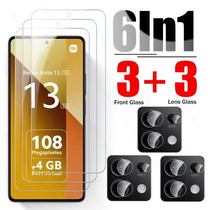 Redmy Note13 5G Case 6 In 1 Full Cover Screen Protector Tempered Glass For Xiaomi Redmi Note 13 Pro 5G 4G 6.67 Camera Lens Film