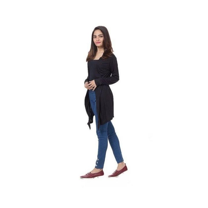 Black Viscose Sleeveless Shrug for Women