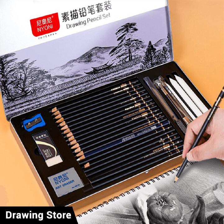 NYONI Professional Sketching Set & Sketch And Drawing Kit 29 Pcs