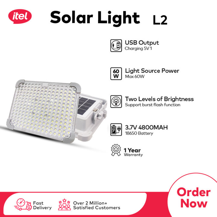 itel Solar Light ISL-002 | 3W High-Brightness LED | 3600mAh Rechargeable Battery | FM Radio & Bluetooth Speaker | USB Charging Output | 1 Year Warranty