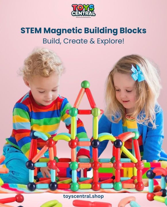 Magnetic Building Blocks Set for Kids – 25 Pieces Colorful Magnetic ...