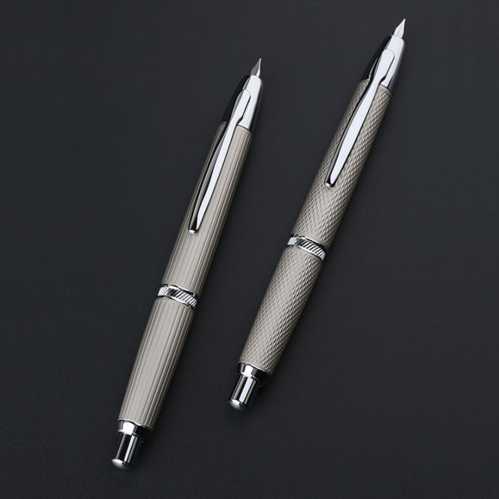 MAJOHN A1 Press Fish Scale Striped Metal Engraving Fountain Pen Retractable WIth Clip/No Clip Ink Pen Office School Writing Gift Moonlight