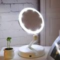Smart Touch LED Makeup Mirror with 10X Detachable Magnifier – Portable, Travel-Friendly, and Perfect for Eyeliner, Lashes, and Detail Work. 