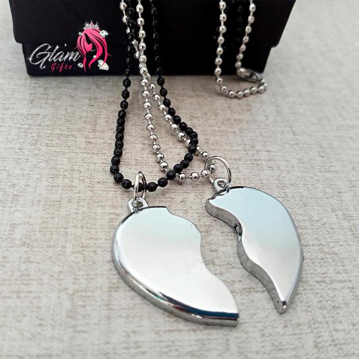 Silver Magnetic Broken Heart Necklace Locket Heavy Metal