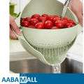 2-in-1 Multifunction Kitchen Colander Strainer Bowl Set,Double Layered Rotatable Drain Basin and Basket, Cleaning, Washing, Mixing Fruits, Vegetables Convenient Bowl. 