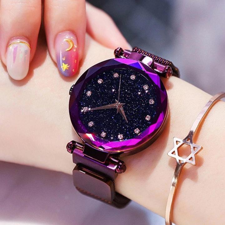 Women Mesh Magnet Buckle Starry Sky Luxury Fashion Analog Watches for Girls - 2020 Model - Magnetic Strip/Chain - College/Office