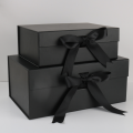 Magnetic Flip ribbon Gift Box Folding Box Black for Birthday Holiday Gifting Party Supplies Cardboard Box Factory Direct Sales. 
