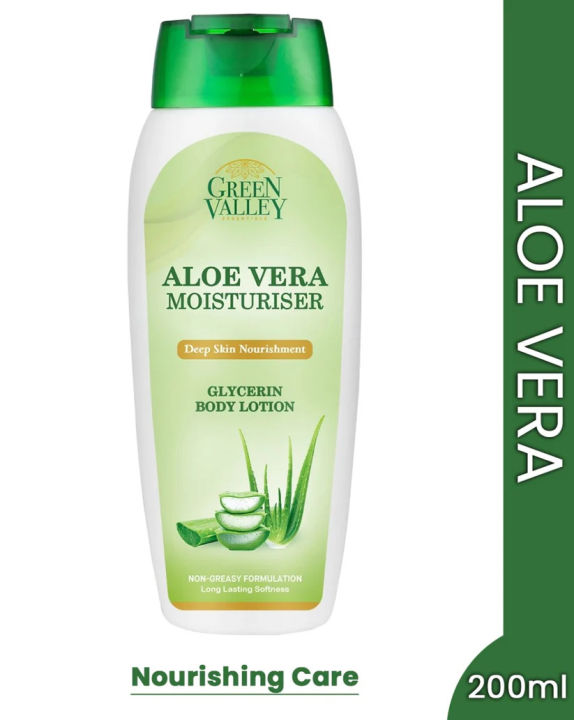 Green Valley Aloe Vera Lotion (with Glycerin) - 200ml | 100% Pure Aloe Vera  Extract | Non-Greasy & Lightweight | Winter Essential for Dryness Relief |  Daraz.pk