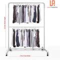 Cloth Hanging Stand Boutique Hanger Hanging Stand Double Pole For home/house/Garments shop/Cloth Rack with heavy gauge pipe good quality With best price in pakistan. 