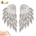1 Pair Women Fashion Xmas Gift Angel Wings Rhinestone Inlaid Stud Earrings. 