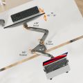 ENRG NB North Bayou H180 Dual Arm 2 in 1 Combo Laptop Mount with Adjustable Tray for 10-17” Notebook Full Motion Monitor Desk Mount Arm Stand Full Motion Swivel Monitor Arm with Gas Spring for 17 - 32 Inches LCD And Monitor. 