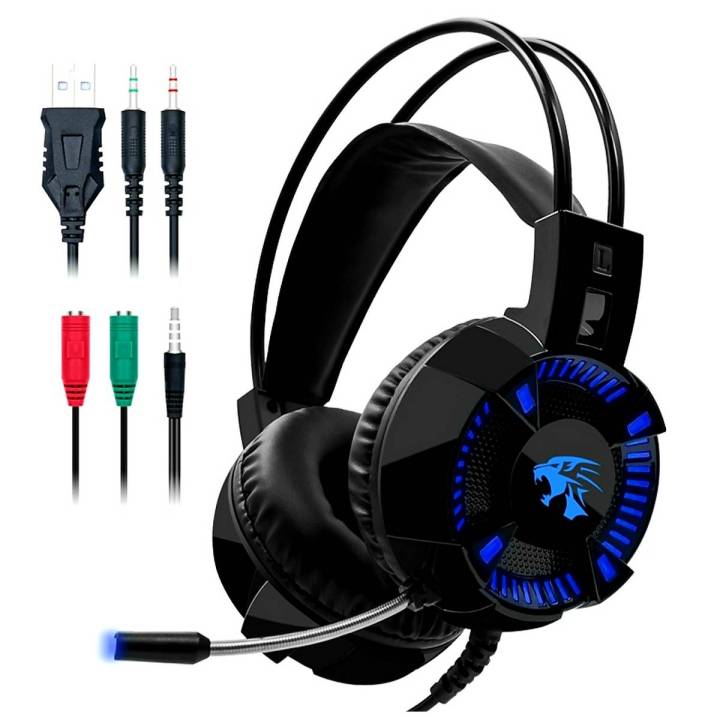 Gaming Headphone Headset RGB Lighting Thunder V2949 Super Bass Beats Stereo Dual 3.5mm Plug Interface with Microphone HD Music Smart Fancy Stylish Mobile Laptop Desktop PC Daraz.pk