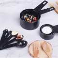 Pack of 10 Pcs Plastic Measuring Stackable Teaspoon Tablespoon Measurement Tools,Spoons and Cup, Spoon and Cup Set for Baking (Black). 