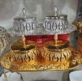 Stainless Steel Royal Golden and silver Sugar Pots with Tray And Spoons. 