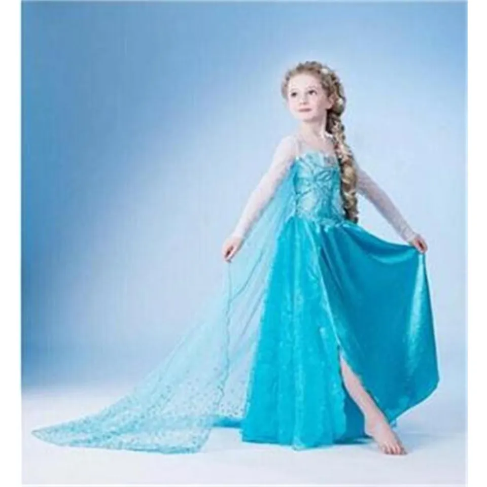 ALLGOOD Cheap Price Elsa Frozen Tulle Long Children Party Wear Baby Dress Kids Girl Sale Cosplay Princess Costumes for 3 12 Years Old Only Dress Daraz.pk