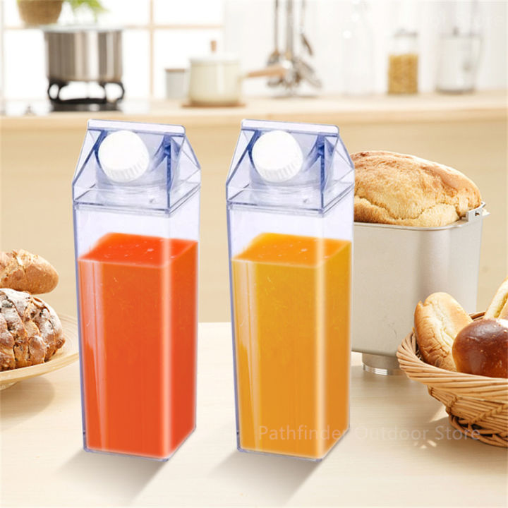 500ml/1000ml Milk Carton Water Bottle milk bottle Transparent Plastic Portable Clear Box for Juice Tea Bottles Drinking Jug