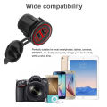 Car Power Socket Splitter Waterproof 5V 4.2A Dual USB Car Charger with Circle Blue LED Light Power Indicator for 12V 24V Vehicles. 