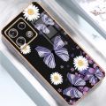 infinix Note 40 Pro note40 Pro+ 5G Pro 5G Little Daisy Luxury Butterfly Flower Casing Square Edges Plating Back TPU Soft Case with Lanyard Cover. 