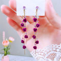 Lightweight Rose Petal Drop Earrings Trendy Sparkling Handcrafted Tassel Dangle Earrings Long Women's Fashion Jewelry for Evening Events Formal Occasions Bridesmaids Festivals Gift for Her. 