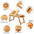 Laptop Desk Nnewvante Adjustable Laptop Desk Table 100% Bamboo with USB Fan Foldable Breakfast Serving Bed Tray w' Drawer (F). 