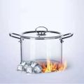 Techmanistan 4.5L Heat Resistant Clear Glass Pot with Stainless Steel Handles & Lid, Stovetop Glass Cooking Pot with Lid, Clear Pots for Cooking, Glass Soup Porridge Pot Microwave Glass Pan. 