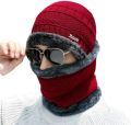 New Stylish Winter Hats, Ladies And Gents Hot Knitted caps and Neck Warmer Mask 2 in 1 Scarf Beanie for Kids, Boys & Girls / UNISEX Double Layer Hat and Neck Warmer For Mens And Womens.. 