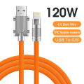 Original 120W Silica USB Cable for iPhone Series - Fast Charging Cable in Black & White. 