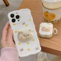 Korean Cute Sad Cat Griptok Bracket For iPhone 15 Korean Cartoon Lovely Kitty Phone Holder Ring Support Stand Grip Tok Gift. 