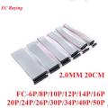2pcs 2.0MM Pitch FC-6/8/10/12/14/16/20/24/26/30/34/40/50P Pin 20cm AVR Download Cable FC Gray Flat Ribbon Data IDC Connector. 