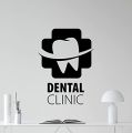 Size: 2 x 1.5 Feet - Dental Clinic Doctor Dentist Sign Mark Design Self Adhesive Wall Sticker for Student , Health, Tooth Decoration  Decor Lovers -  Black Color. 