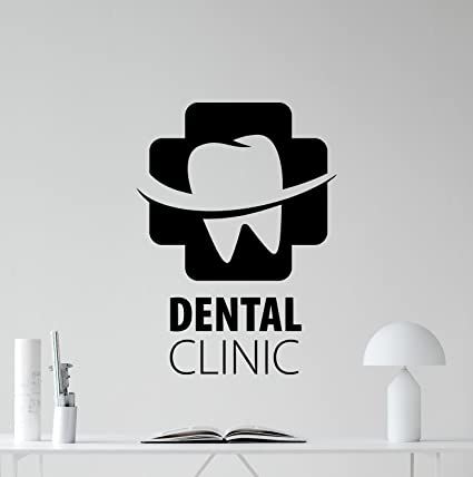 Size: 2 x 1.5 Feet - Dental Clinic Doctor Dentist Sign Mark Design Self Adhesive Wall Sticker for Student , Health, Tooth Decoration  Decor Lovers -  Black Color