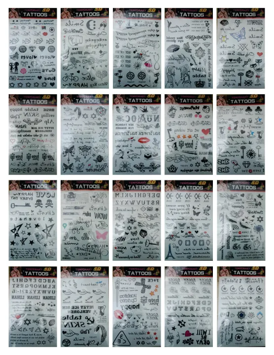 TMS%20Fake%20Tiny%20Temporary%20Tattoo%205%20Sheets%20With%20Multiple%20Sticker%20Black%20Sketch%20Ink%20Line%20Small%20Tattoos%20Stickers,%20Body%20Face%20Hand%20Wrist%20-%20Image%202