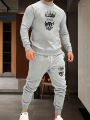 Mokenzo Long Sleeve Round Neck Street Casual Sports And Fashionable Sweatshirt, Elastic Drawstring Trousers, Sweatshirt And Pants Two-piece Set, For Outdoor, For Autumn And Winter. 