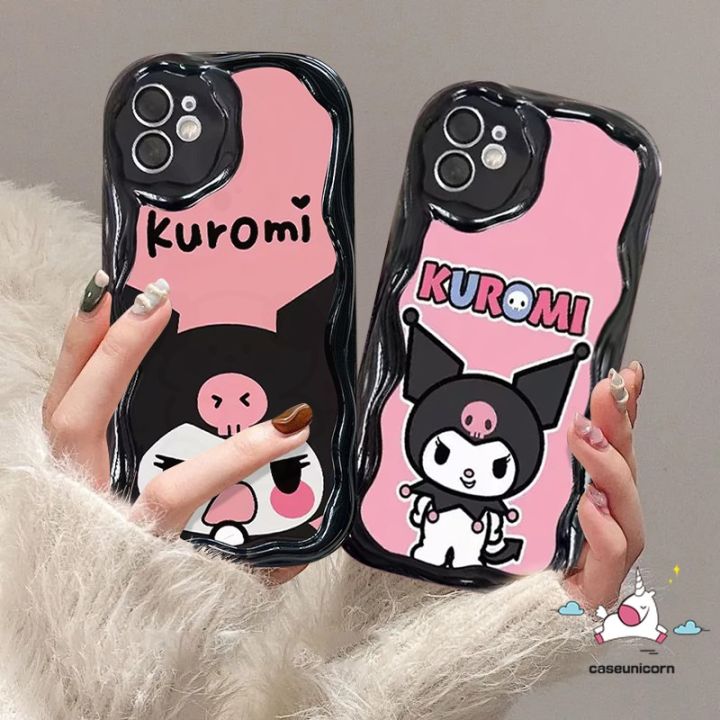 Creative Cute Sanrio Kuromi Phone Case For Redmi 10 A1 12C 9A 12 9 10C 9T 9C A2 10A Note 8 12 11 9 10s 11s 10 Pro Max Poco M3 X5 Mi 11 12 Lite Funny Cartoon 3D Wavy Curved Edge Case