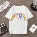 【ALLGOOD】 Korean Fashion Star Ceria Unicorn Rainbow Pony T-Shirt Men And Women Couple Loose Short Sleeve Spring Xia Xin. 