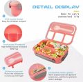 4 Compartments Bento Box With Fork, Kids Lunch Box with Accessories, Lunch Box, Kids School Tiffin Box. 