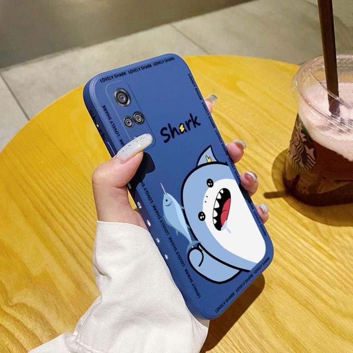 YIWESAN For vivo Y53s 4G Case Thin New Design Case Side Phone Case Square Edge Silicone Casing Fashion Tide Shark Full Back Cover Camera Cases Shockproof Protection Softcase