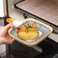 Techmanistan Random Design - Ceramic Casserole Dishes with Handle, Small Oven Plate, Baked Rice Baking Tray Cake Tray Pizza Oven Dinner Plate Korean Bowl, Japanese Style Ceramic Home Fruit Plate New Flower Creative Brief Cute Square Plates. 