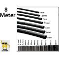 8 Meter Heat Shrink Tube Shrinkable Wire Wrap Cable Sleeve Multiple Size - 1mm to 20mm. 